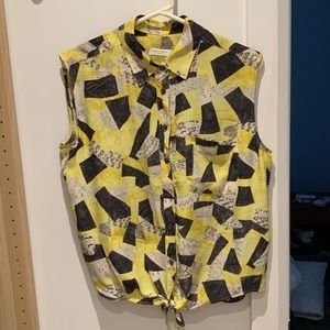 Silk tie front blouse